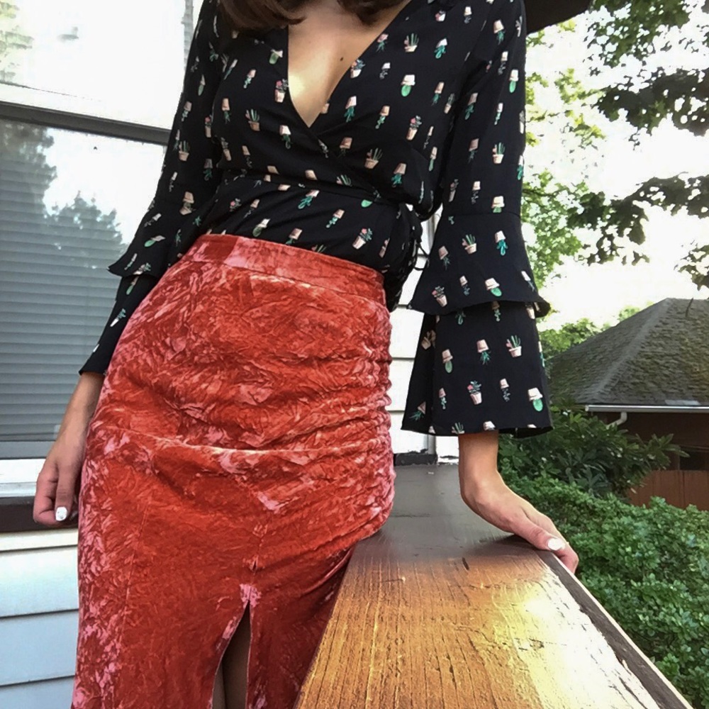 Orange Velvet Skirt